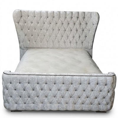 Chesterfield bed slaapkamer bedden textiel 180x200cm fluweel groot hotelbed nieuw