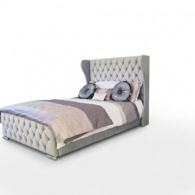 Chesterfield design bed textiel fluweel gestoffeerde leren hotelbedden slaapkamer nieuw