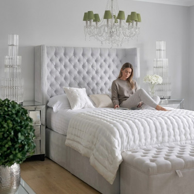 Chesterfield Design Bed Slaapkamer Textiel Leer Fluweel Gestoffeerde Hotelbedden