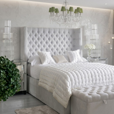 Chesterfield Design Bed Slaapkamer Textiel Leer Fluweel Gestoffeerde Hotelbedden