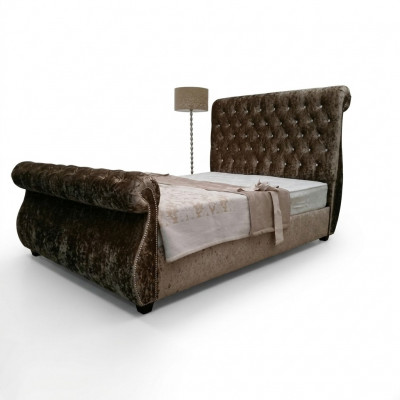 Chesterfield Design Bed Slaapkamer Textiel Fluweel Lederen Bekleding Hotelbedden Nieuw
