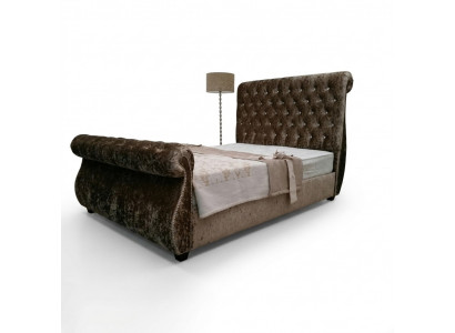 Chesterfield Design Bed Slaapkamer Textiel Fluweel Lederen Bekleding Hotelbedden Nieuw