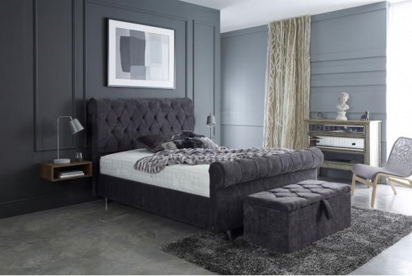 Chesterfield Design fluwelen bed luxe textiel bedden slaapkamer dubbel
