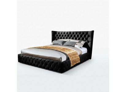 Chesterfield Zwarte Bed Slaapkamer Bedden Textiel Fluweel Grote Hotel Bedden