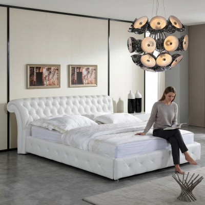 Chesterfield Designer Bed Slaapkamer Textiel Lederen Bekleding 140/160/180/200 cm