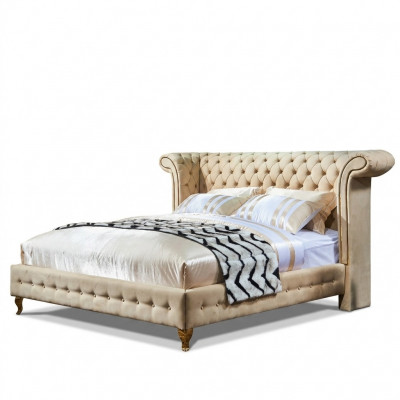 Chesterfield Design Bank Engels Tweepersoonsbed Beige 140/160/180x200 cm