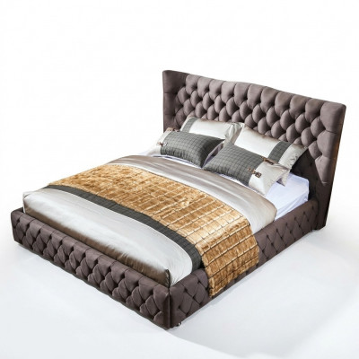Chesterfield Groot Bed Grote Hoofdbord Oren Bedden Beklede Tweepersoonsbed