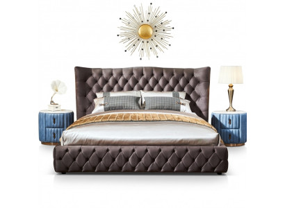 Bruin Chesterfield bed Slaapkamer Textiel Bedden Fluweel Groot Hotelbedden