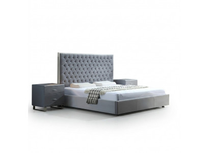 Groot stijlvol Chesterfield grijs tweepersoonsbed Textiel Bedden Luxe Design