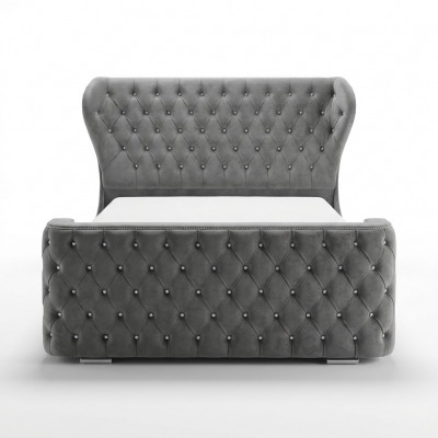 Grijze Chesterfield bed ontworpen slaapkamer meubels Engels gestoffeerd bed