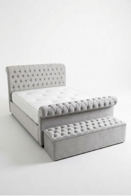 Engels designer slaapkamer gestoffeerde bedden tweepersoonsbed hotel chesterfield