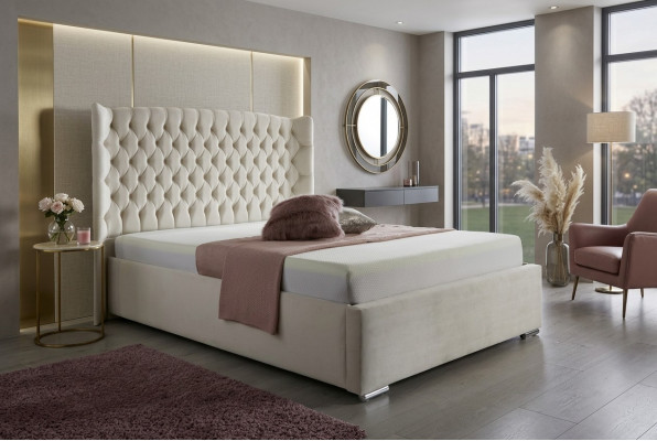 Chesterfield bedontwerp slaapkamer Engelse bedden 180x200 cm textiel bekleding