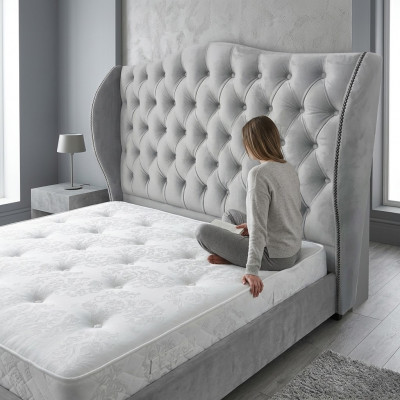 Chesterfield Bed Design Slaapkamer Engelse Bedden 180x200 cm Textiel Bekleding