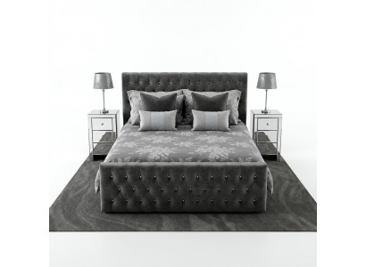 Grijze stijlvolle Chesterfield tweepersoonsbed ontwerper slaapkamer bedden.