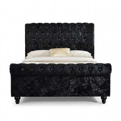 Zwart bed Chesterfield gestoffeerde bedden slaapkamer XXL Big 140x200