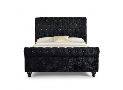 Zwart bed Chesterfield gestoffeerde bedden slaapkamer XXL Big 140x200