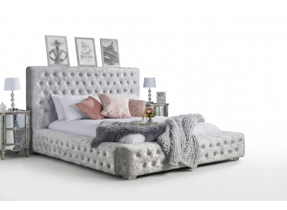 Grijs Chesterfield bed met hoog hoofdeinde Designer Tweepersoonsbed