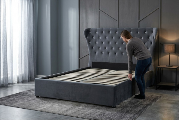 Chesterfield bed ontwerp slaapkamer Engelse bedden textiel bekleding