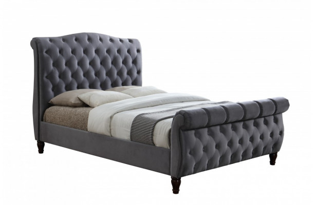 Klassiek fluwelen textielbed, dubbele bedden, gestoffeerde hotel slaapkamer 180x200
