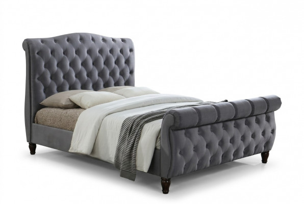 Klassiek fluwelen textielbed, dubbele bedden, gestoffeerde hotel slaapkamer 180x200