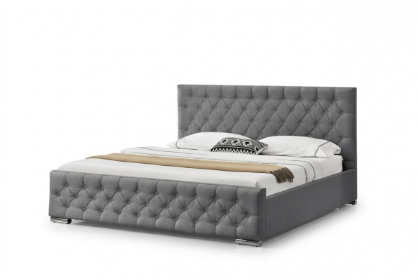 Chesterfield bed design slaapkamer Engelse bedden 200x200cm textiel bekleding