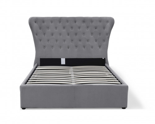 Grijze Chesterfield tweepersoonsbed luxueuze bedden ontwerper slaapkamerbed
