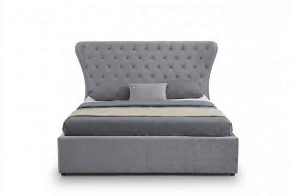 Grijze Chesterfield tweepersoonsbed luxueuze bedden ontwerper slaapkamerbed