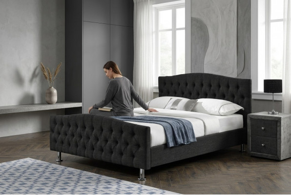 Zwart Chesterfield-bed Ontwerp Slaapkamer Engels Bed