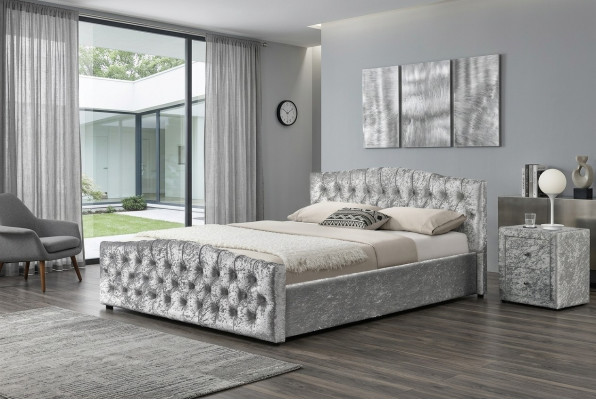 Modern grijs Chesterfield luxe tweepersoonsbed designer slaapkamerbedden
