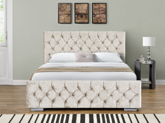 Wit textiel Chesterfield bed slaapkamer tweepersoonsbedden Modern bed