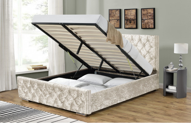 Wit textiel Chesterfield bed slaapkamer tweepersoonsbedden Modern bed