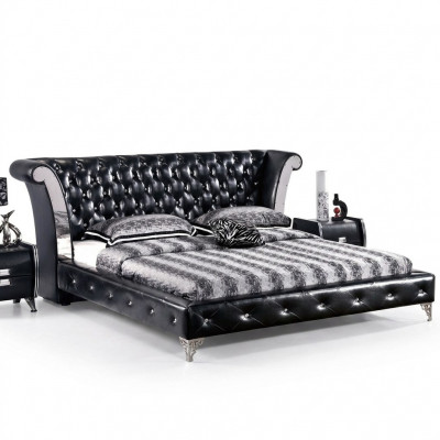 Roestvrijstalen luxe Chesterfield leren bedden, dubbel gestoffeerde designerbedden hotel