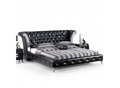 Roestvrijstalen luxe Chesterfield leren bedden, dubbel gestoffeerde designerbedden hotel