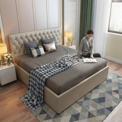 Chesterfield design bed slaapkamer kunstleren bekleding 140/160/180/200 cm