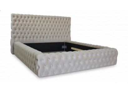 Elegant Chesterfield Design Engels tweepersoonsbed in beige - Bedden met tijdloze stijl.