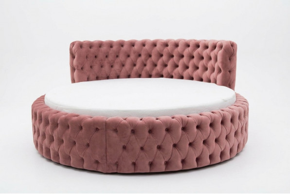 Rond fluwelen bed Chesterfield luxe bekleding Ronde bedden textiel stof hotel Nieuw
