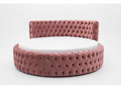 Rond fluwelen bed Chesterfield luxe bekleding Ronde bedden textiel stof hotel Nieuw