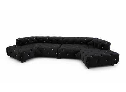 Klassieke designer Chesterfield fluwelen bank met kristallen stenen woonlandschap
