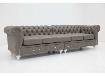 Chesterfield Bank Bank Bekleding Stof Leren Bankstel 5-zits.