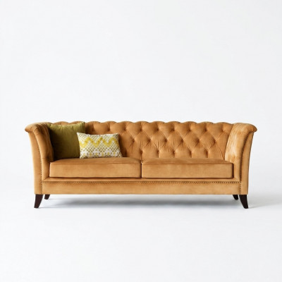Oranje Chesterfield 3-zits Moderne Woonkamer Luxe Bankstel