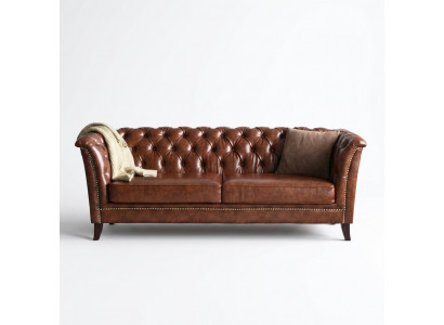 Chesterfield Leren Gestoffeerd Design Bank Luxe Sofa Klassieke Bank 2-Zits Nieuw