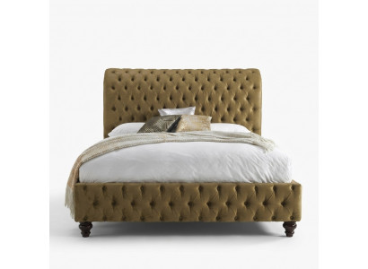Gouden luxe fluwelen textiel Engels bed dubbel design Chesterfield 160x200cm bedden