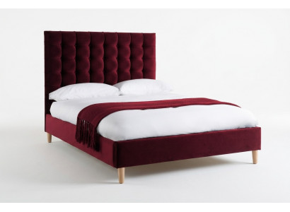 Rood luxe fluwelen textielbed met dubbel design Chesterfield 180x200cm Bedden Nieuw