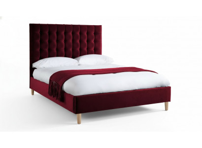 Rood luxe fluwelen textielbed dubbel ontwerp Chesterfield klassieke bedden nieuw.