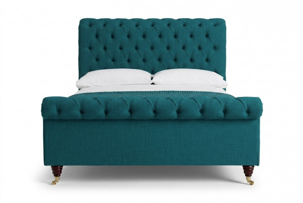 Turkoois Chesterfield tweepersoonsbed Designer Slaapkamer gestoffeerde bedden