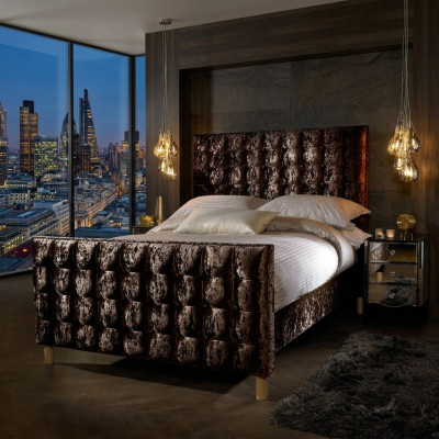 Chesterfield bed gestoffeerd tweepersoons bed bedden groot XXL designer luxe bed fluweel