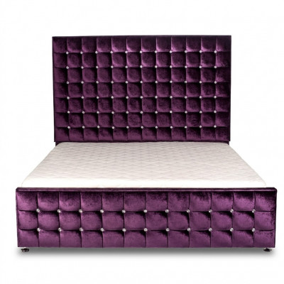 Paars luxe fluweel textielbed dubbele bedden Chesterfield met kristalstenen Nieuw