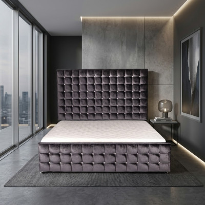 Ontwerper zwart Chesterfield bed met kristallen luxe meubels