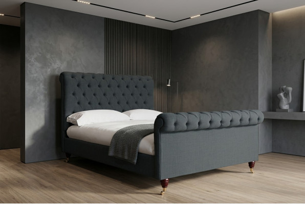 Chesterfield Design Gestoffeerd Engels Tweepersoonsbed Zwart 140/160/180x200 Bedden