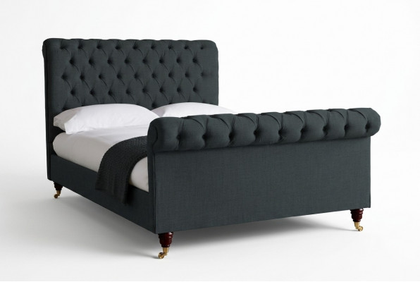 Chesterfield Design Gestoffeerd Engels Tweepersoonsbed Zwart 140/160/180x200 Bedden